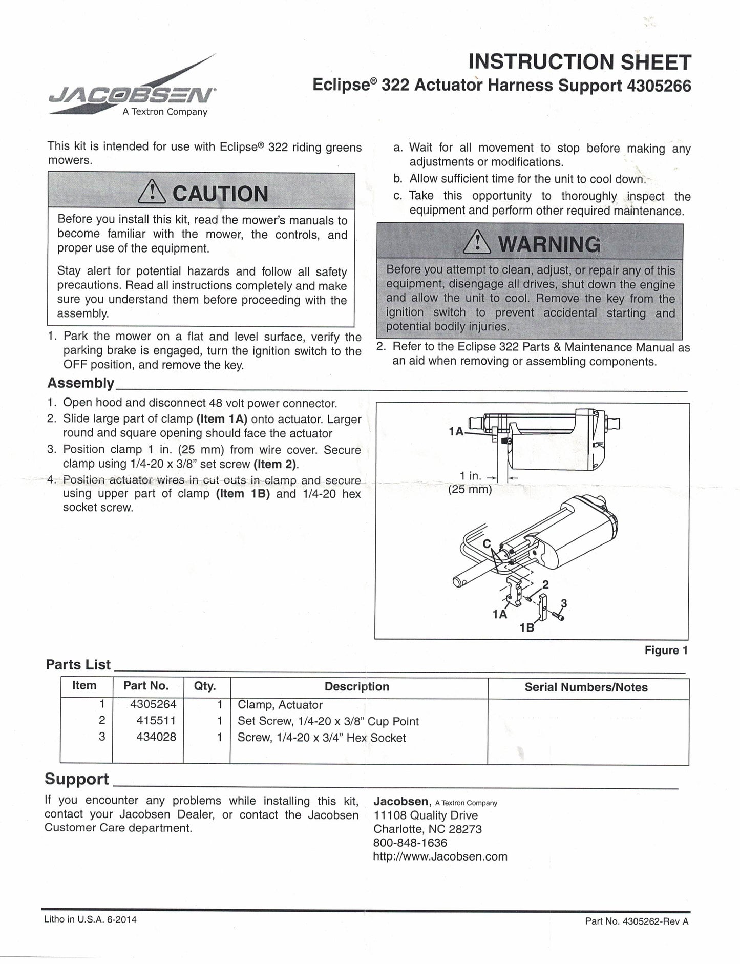 4305266 Jacobsen New Actuator Kit